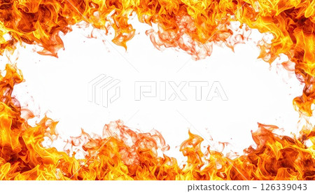 AI影像:橙色燃燒的火焰框架材質 AI影像:橙色燃燒的火焰框架材質 126339043