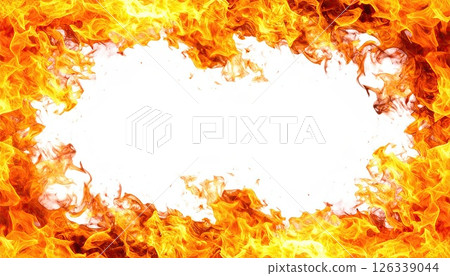 AI影像：橙色燃燒的火焰框架材質 126339044