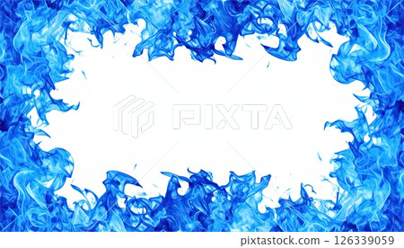 AI圖像：燃燒的藍色火焰的框架材質 126339059
