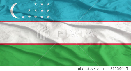 Uzbekistan Flag Wind Waving Close Up Uzbekistan Flag Wind Waving Close Up 126339445
