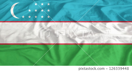 Uzbekistan Flag Wind Waving Close Up Uzbekistan Flag Wind Waving Close Up 126339448