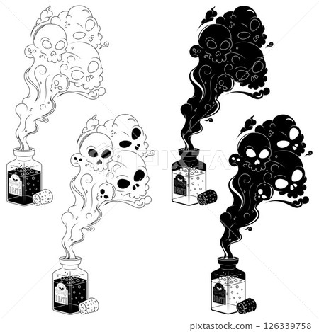 Poison bottle with toxic smoke 126339758