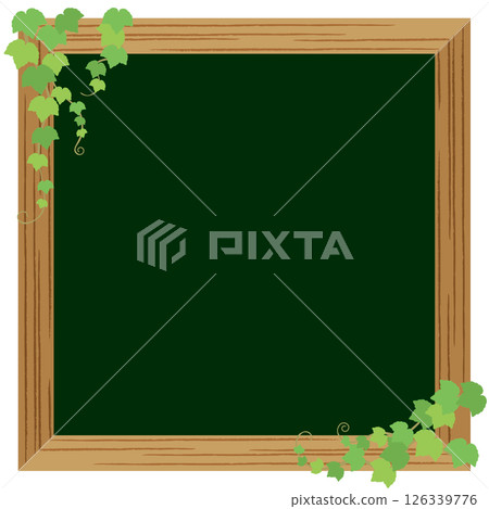 帶有常春藤裝飾的木框黑板的向量插圖 帶有常春藤裝飾的木框黑板的向量插圖 126339776