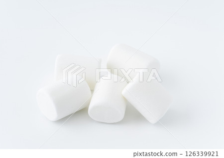 White marshmallows on a white background White marshmallows on a white background 126339921
