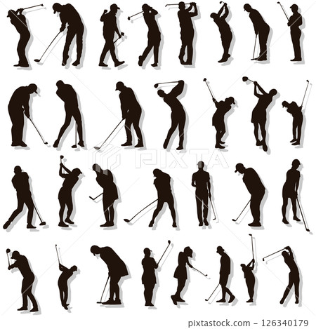 插畫材料：運動剪影高爾夫 126340179