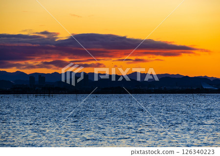 Morning on the shores of Lake Biwa 126340223