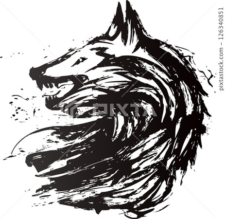 Stylish Japanese-style ink-wash illustration of a wolf Stylish Japanese-style ink-wash illustration of a wolf 126340851