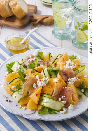 Melon and zucchini salad Melon and zucchini salad 126341366