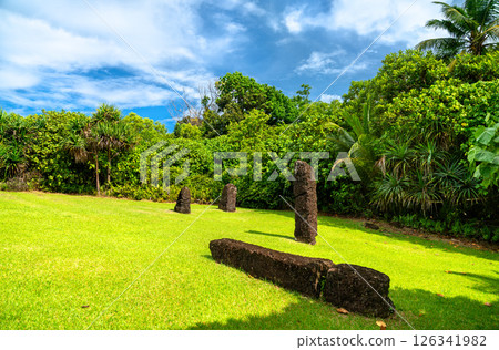 Stone Monoliths of Badrulchau on Babeldaop Island in Palau, Micronesia in Oceania 126341982
