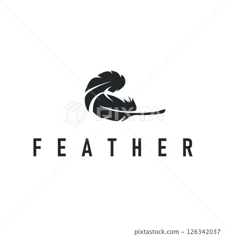 simple minimalist elegant logo feather animal fur illustration template symbol brand product business 126342037