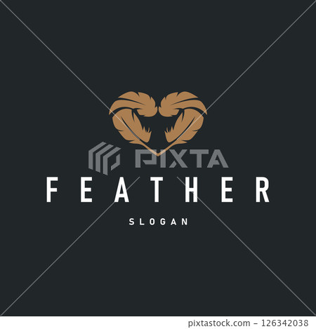 simple minimalist elegant logo feather animal fur illustration template symbol brand product business 126342038