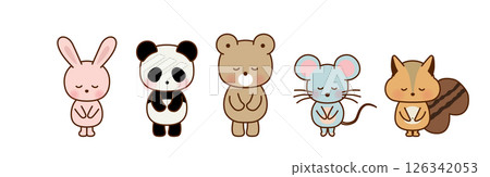 Illustration of cute animals bowing Illustration of cute animals bowing 126342053