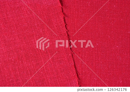 red hemp viscose natural fabric cloth color, sackcloth rough texture of textile fashion 126342176