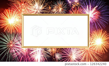 《AI Image》Fireworks frame material 126342240