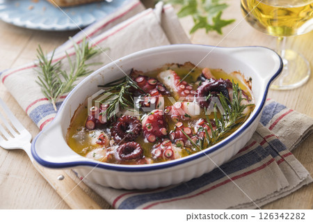 Grilled Octopus with Herb Butter 126342282