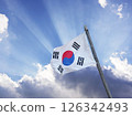 the Korean flag fluttering vigorously 126342493