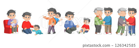 Father and son relationships set. Happy loving family of illustration Father and son relationships set. Happy loving family of illustration 126342585