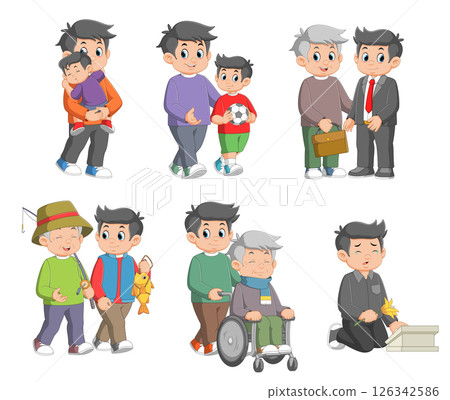 Man life cycle. Human development and growth process of illustration Man life cycle. Human development and growth process of illustration 126342586