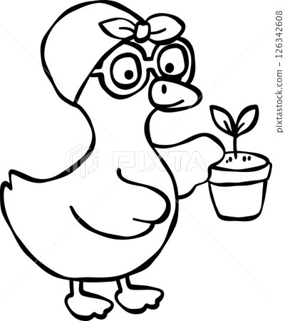 Environmental Goose with Plant Clipart 126342608