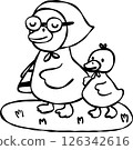 Eco-Friendly Walk Goose Family Drawing 126342616
