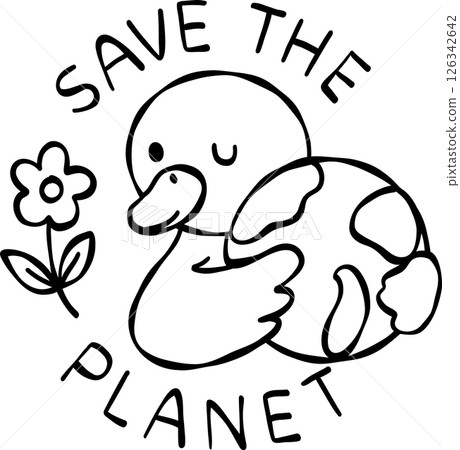 Caring Goose with Planet Clipart 126342642