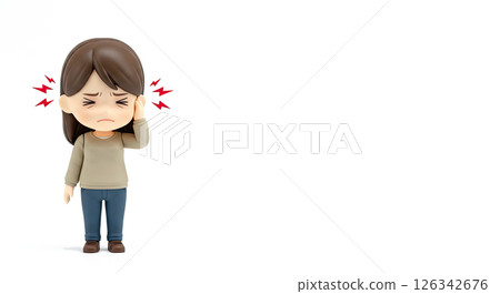 Illustration of a woman suffering from a headache 126342676