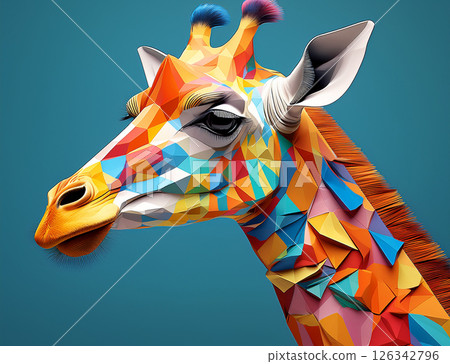 紙工藝風格長頸鹿 紙工藝風格長頸鹿 126342796