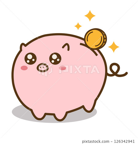 A piggy bank that is happy to have more money Piggy bank Line drawing A piggy bank that is happy to have more money Piggy bank Line drawing 126342941