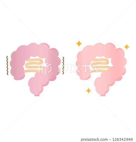Hand-drawn cute intestine set Hand-drawn cute intestine set 126342949