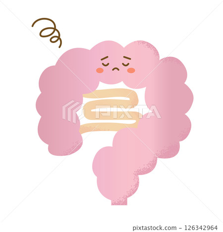 Hand-drawn illustration of a sick intestine 126342964