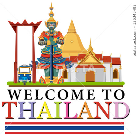 Thailand Cultural Landmarks Vector Illustration 126343492