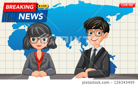 Animated News Broadcast Illustration Animated News Broadcast Illustration 126343495