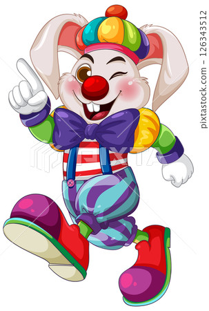 Colorful Clown Rabbit in Playful Pose 126343512