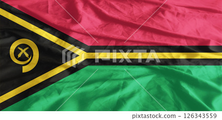 Vanuatu Flag Wind Waving Close Up 126343559