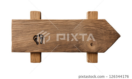 Dog walking trail indicator with paw print carvings Dog walking trail indicator with paw print carvings 126344176