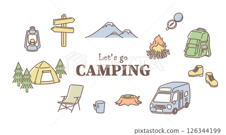 Camping line drawing illustration 126344199