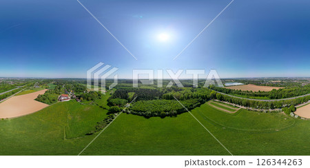 Hallerbos, Halle, Vlaams Brabant, Belgium, 27th of April, 2025, A stunning aerial view captures a 126344263