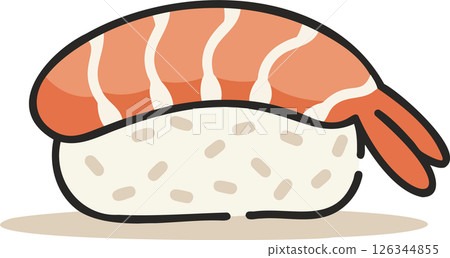 Simple Shrimp Nigiri Sushi Vector 126344855