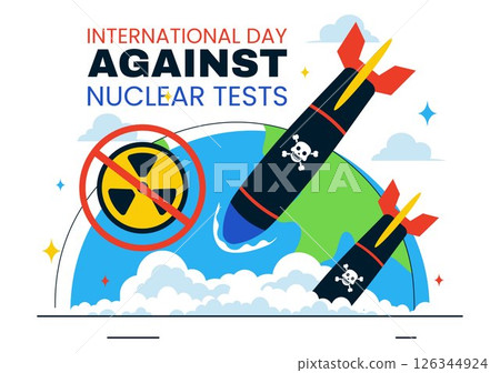 International Day Against Nuclear Tests Vector Illustration for August 29 Celebration Featuring the Earth and a Rocket Bomb in a Flat Background International Day Against Nuclear Tests Vector Illustration for August 29 Celebration Featuring the Earth and a Rocket Bomb in a Flat Background 126344924