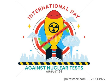International Day Against Nuclear Tests Vector Illustration for August 29 Celebration Featuring the Earth and a Rocket Bomb in a Flat Background International Day Against Nuclear Tests Vector Illustration for August 29 Celebration Featuring the Earth and a Rocket Bomb in a Flat Background 126344927