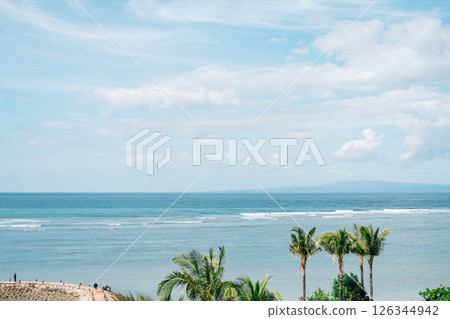 Sanur beach and palm trees in Bali, Indonesia 126344942