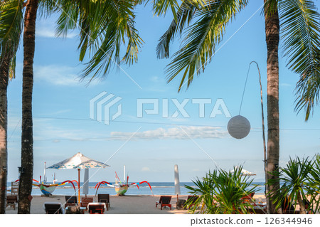 Sanur beach and palm trees in Bali, Indonesia 126344946