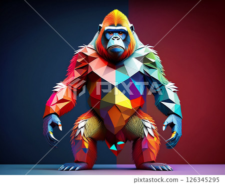 紙工藝風格的大猩猩 126345295