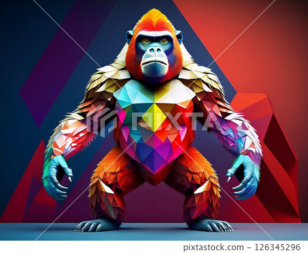 紙工藝風格的大猩猩 126345296