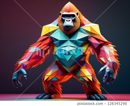 紙工藝風格的大猩猩 126345298
