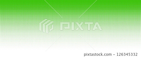 Green halftone gradient texture. Vanishing cartoon polka dot background. Repeated dotted gradation pattern. Fading comic pop art overlay backdrop. Raster halfton patern effect wallpaper. Vector 126345332