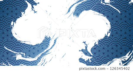 藍色日本圖案漩渦背景 藍色日本圖案漩渦背景 126345402