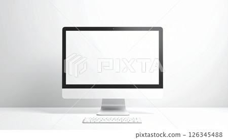 AI image: Computer monitor in a white room 126345488