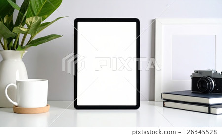 《AI image》Tablet device placed on a desk 《AI image》Tablet device placed on a desk 126345528