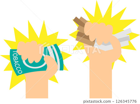 Image material of successful quitting smoking with a crushed cigarette 126345776